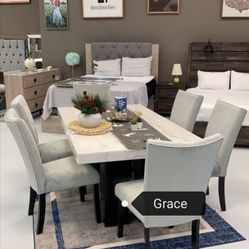✔✔Finland Grey Dining set with marble top included 6 chairs <No credit check> $39 down
$1,349