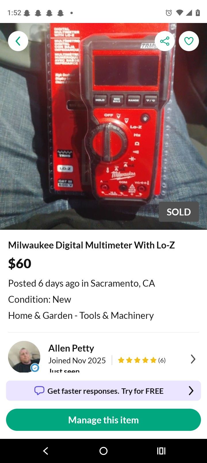 Milwaukee Digital Multimeter With Lo-Z