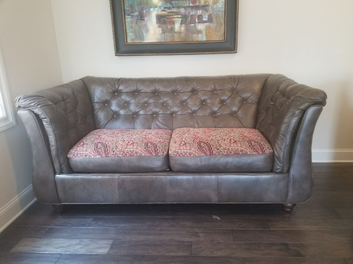 NEED GONE ASAP - MAKE AN OFFER! Great Condition Leather Couch with Covered Cushions
