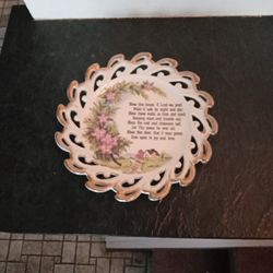 Vintage Hand Painted Japan Floral Prayer Plate/ Esd/Kf8076