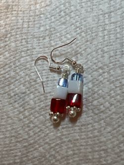 New handmade Red White and Blue earrings