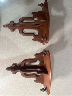Pair of Carved Wood Wall Shelves