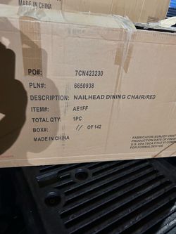 Nailhead Dining Chair Red – New in Box