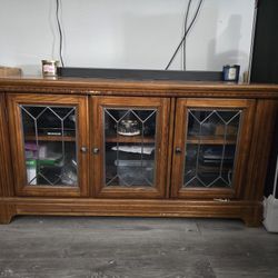 Wooden TV Stand With Galss Doors 