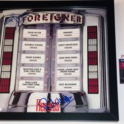 LOU GRAMM & RICK WILLS SIGNED AUTOGRAPHED FOREIGNER RECORDS ALBUM FRAMED JSA COA