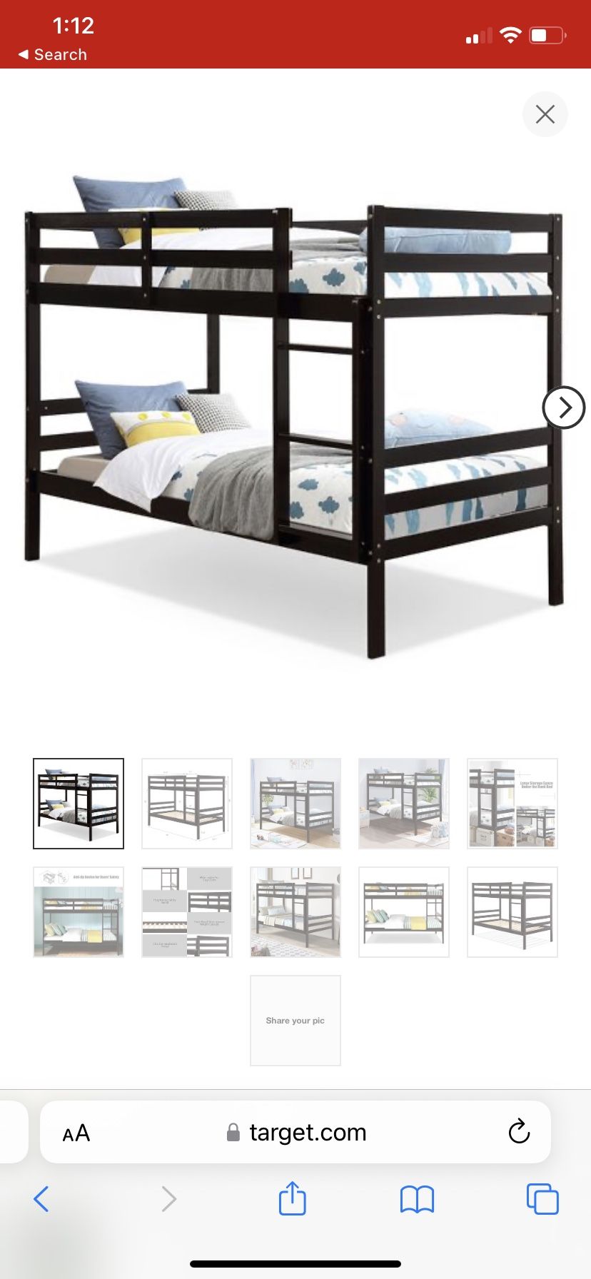Twin Wooded Bunk Bed
