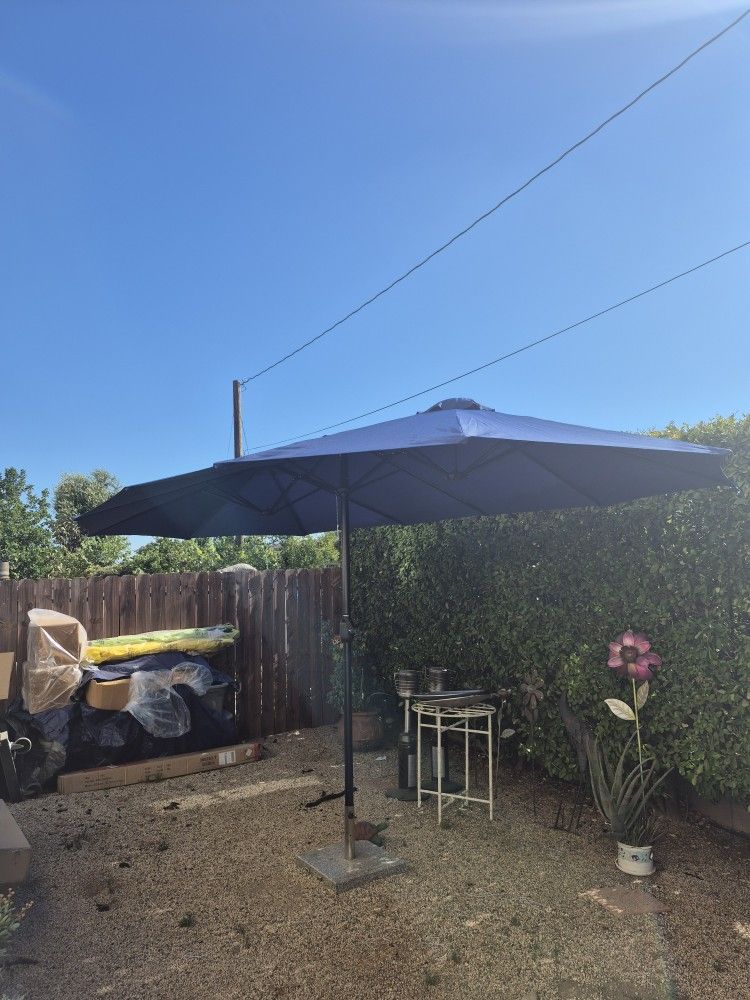 15x9" FT Large Double Sided Rectangle Market Umbrella Patio Color: Navy Base Not Included
