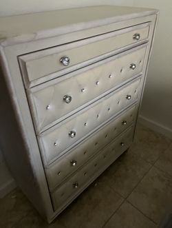 Ivory UPHOLSTERED 5 Drawer CHEST 💍 💎 Jewelry Drawer 😍😍