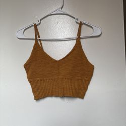 Mustard/Terracotta Knit Crop Top – Boho Chic Style
