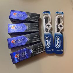 Charcoal Crest toothbrush/toothpaste
