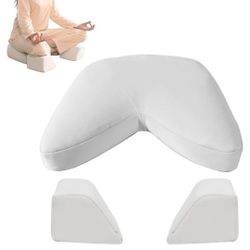 Syrinx Meditation Cushion - Organic Buckwheat Hull-Filled Cushion with Wedge Blocks, Perfect for Yoga, Meditation, Zen Practice, and Posture Support