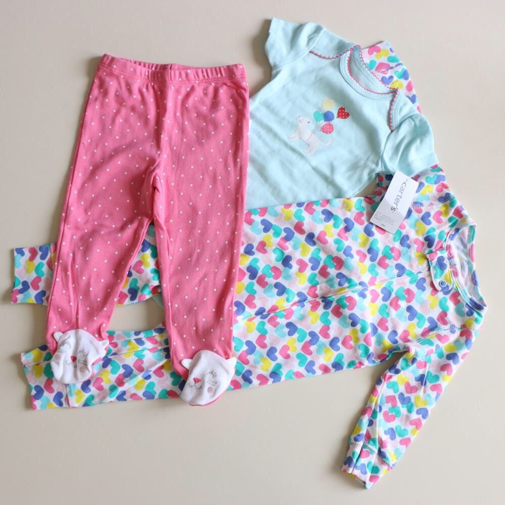 3-Piece set heart onesies