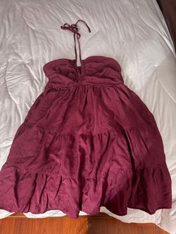 Burgundy Halter Tiered Mini Dress
