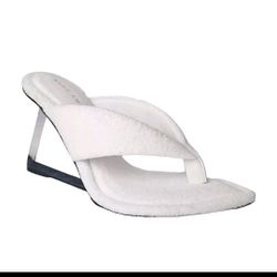 Good American Clear Wedge Sandals White Terry  Womens size 7.5
