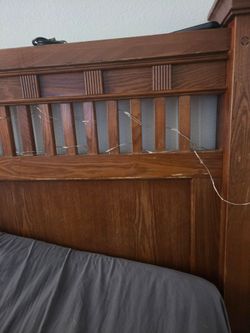Oak wood bed frame queen