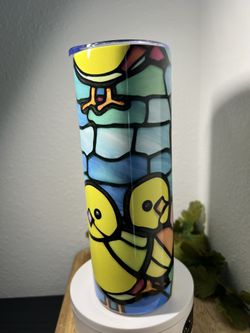 Easter Chick & Stained Glass 20oz Metal Insulated Tumbler New 