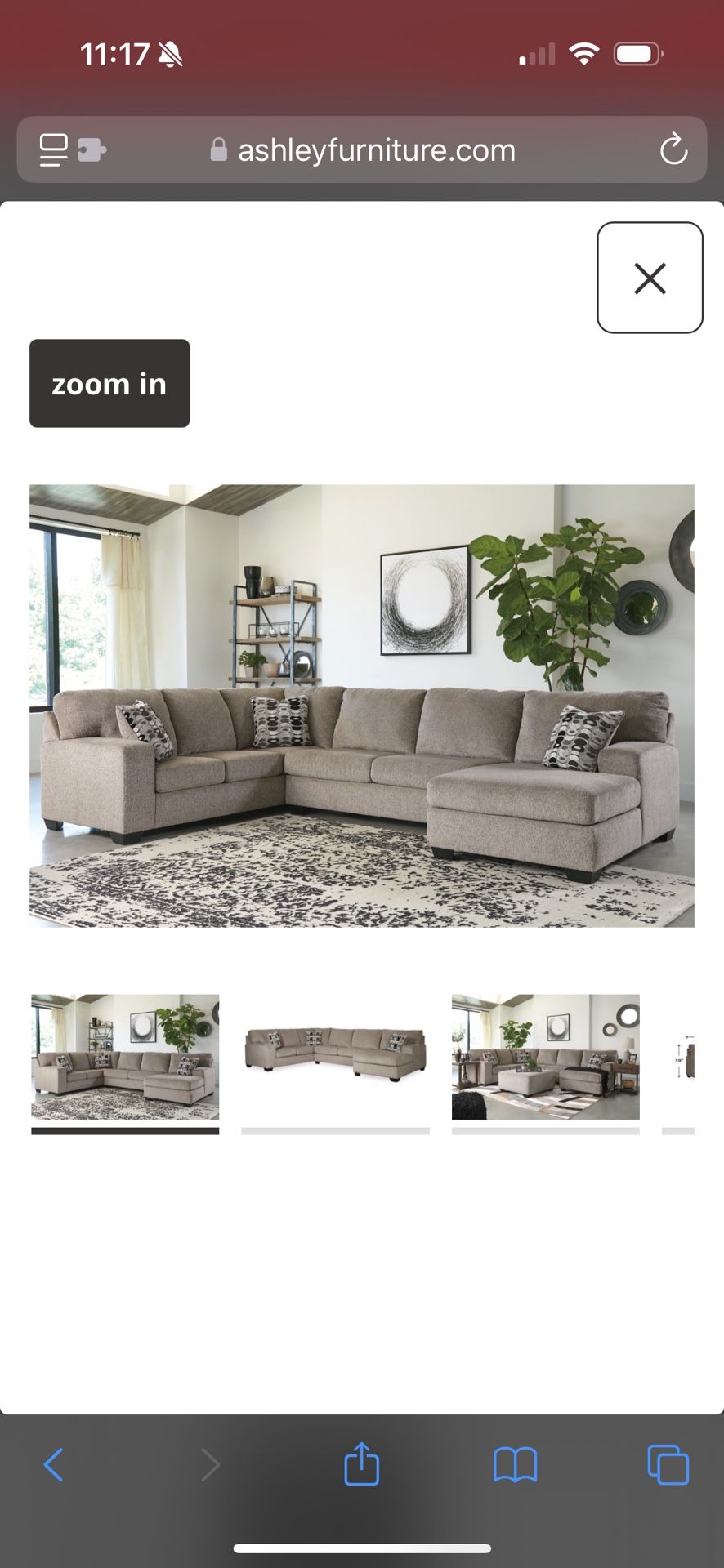Ballinasloe Platinum 3-Piece Sectional with Chaise