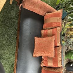 Hand Carved Leather Couch
