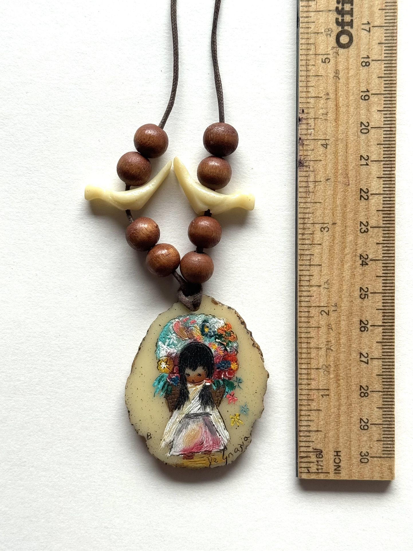 Vintage De Grazia Sweet Flower Girl Colorful Flower Halo necklace