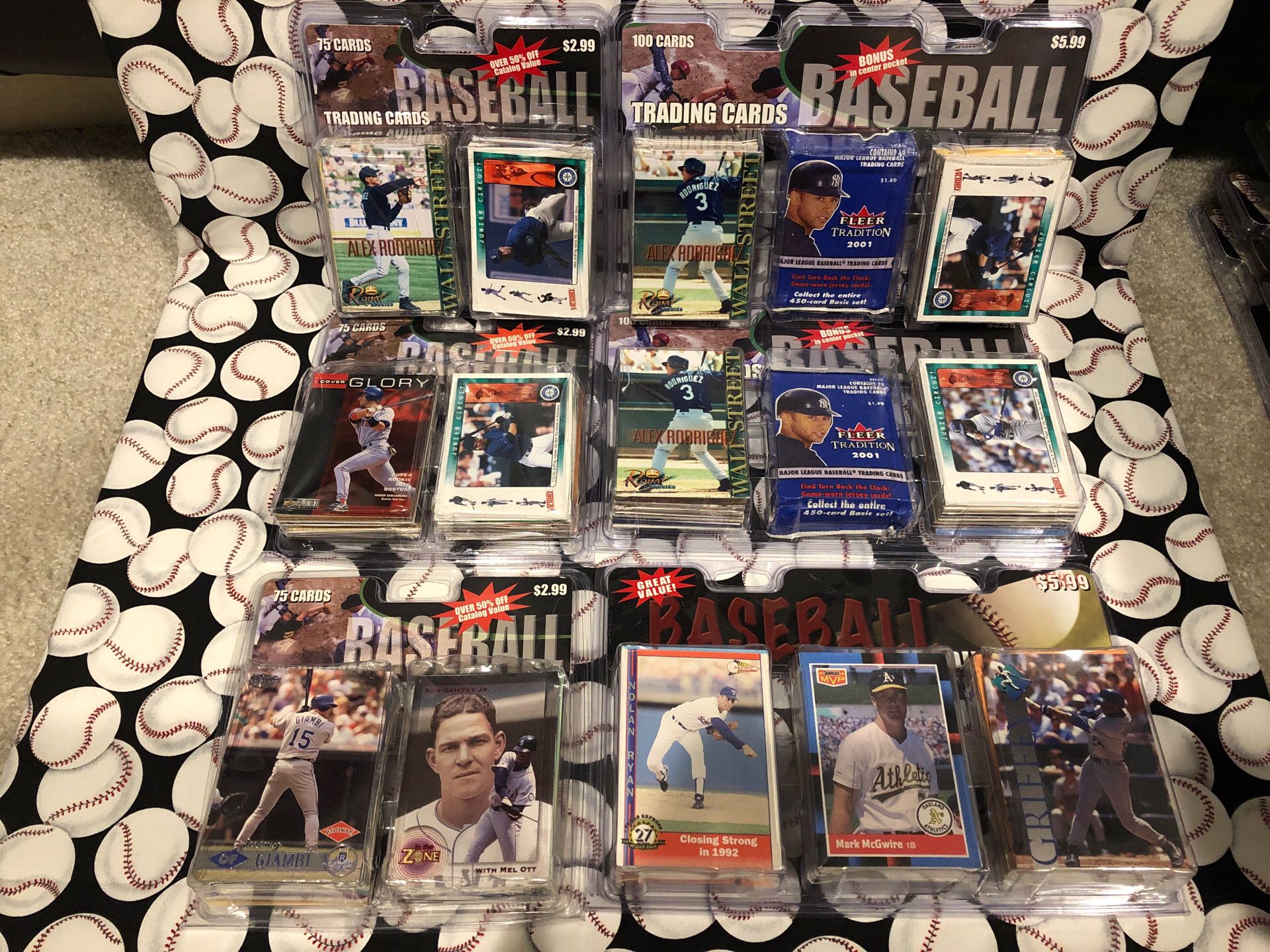 Unopened baseball card packs Lot of 575+ sealed Cards