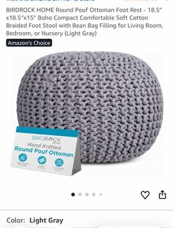 BIRDROCK HOME Round Knit Pouf Ottoman