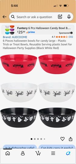 Funtery 6-Piece Halloween Plastic Candy Bowls