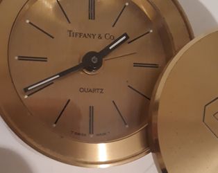 Vintage Metal Tiffany & Co Brass Travel Alarm Clock, Swiss Made, 3" Wide. I Put a New Battery in it and I Can Hear it Ticking Inside, and I pulled On