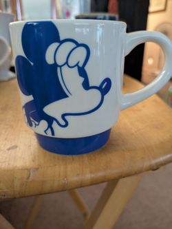Vintage Disney Daisco Mickey mouse mug. Stackable blue  white - play nice with others