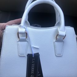 new - LA TERRE Vegan leather White, Adjustable Crossbody Strap purse  