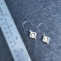 Pearl Bead. Silver Pierced Earrings