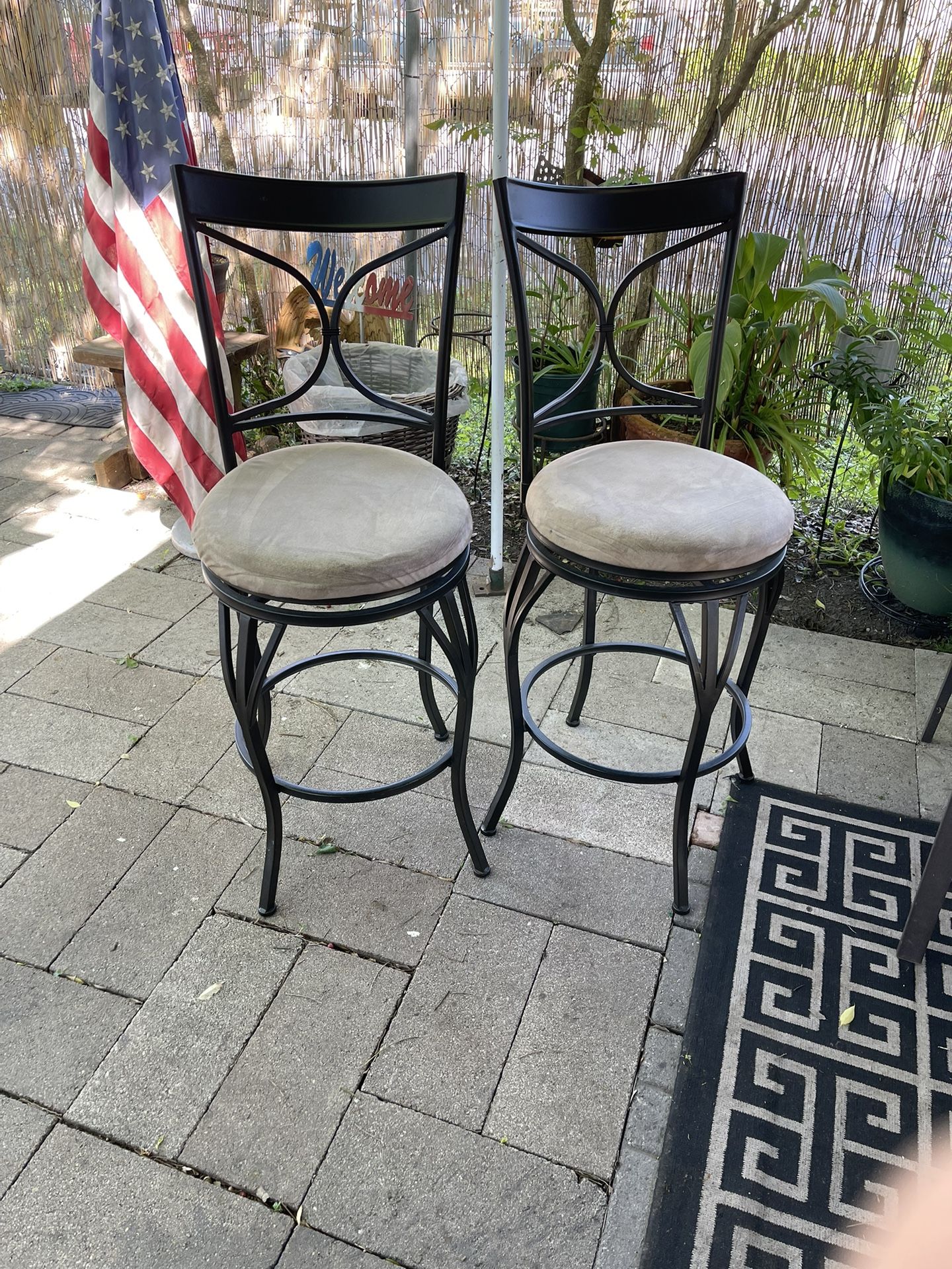 Tall, Metal Swivel Chairs 