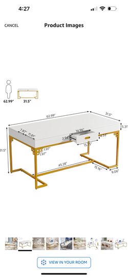 Rectangular Executive Desk, 63” Office Conference desk w/drawers