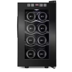 10.2 in. Black Freestanding Beverage Center 8-Bottle Wine Cooler with Adjustable Stainless Steel Wire Shelves