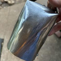 Unique  Vintage Heavy Silver Tone Metal Cow Bell