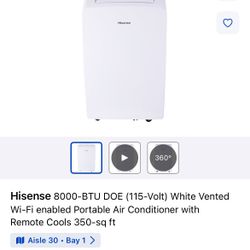Hisense 8000-BTU DOE (115-Volt) White Vented Wi-Fi enabled Portable Air Conditioner with Remote Cools 350-sq ft
