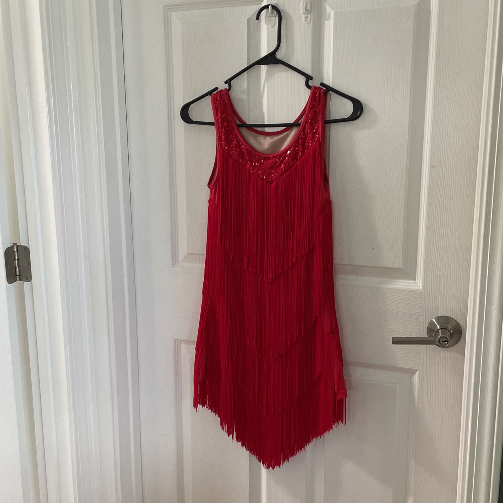 Red Fringed Flapper Dance Consume Size Small