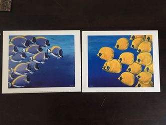 Set of 2 brand new art prints fish ocean marine life sea water