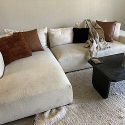 Cream Boucle Sectional Couch With Chase