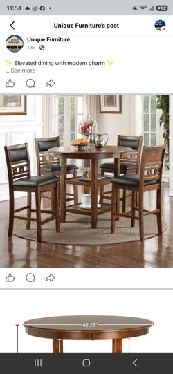 Round Counter Height Dining Table Set with 4 Chairs