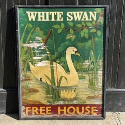 Antique English White Swan Pub Sign