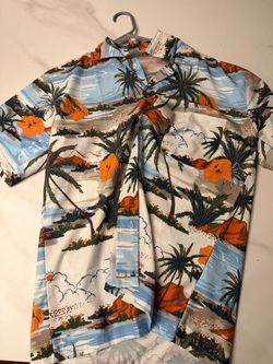 Men's Hawaiian Tropical Print Short Sleeve Shirt