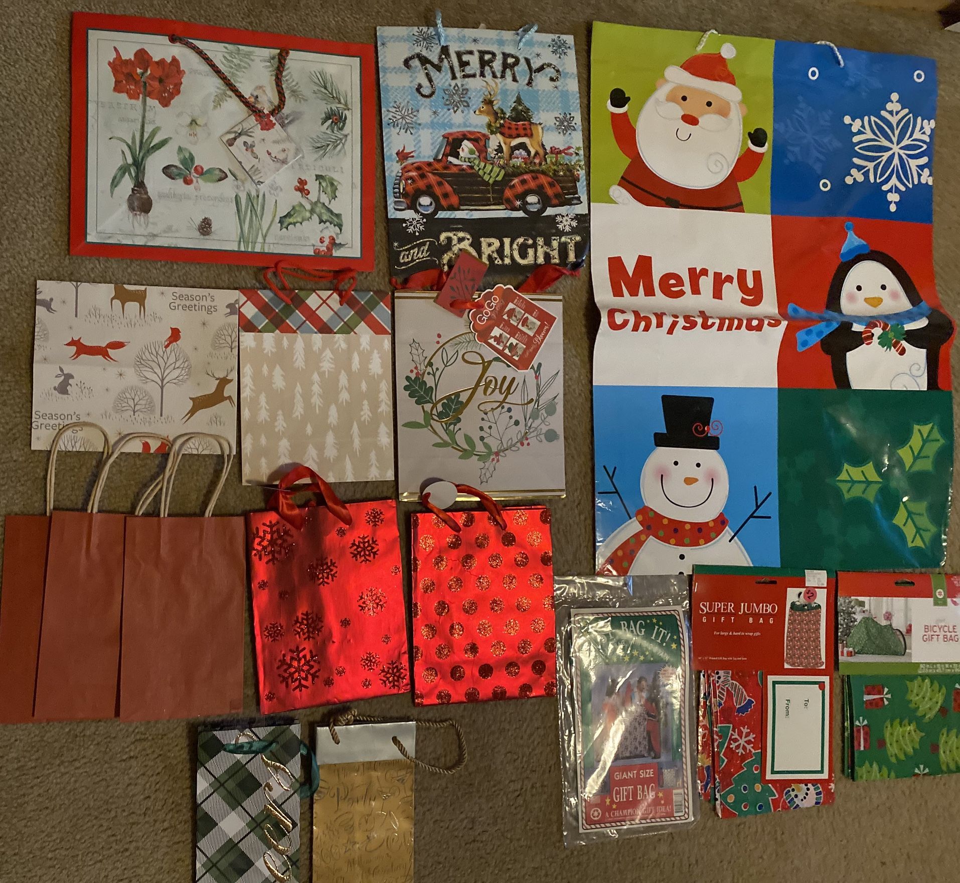Christmas Gift Bags Including New Extra Large Kids