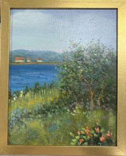 Coastal Garden Oil Painting