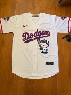White Los Angeles dodgers hello kitty baseball jersey blank