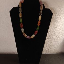 GORGEOUS Multicolor Tourmaline Rondelle Stone 9" Drop Necklace.

