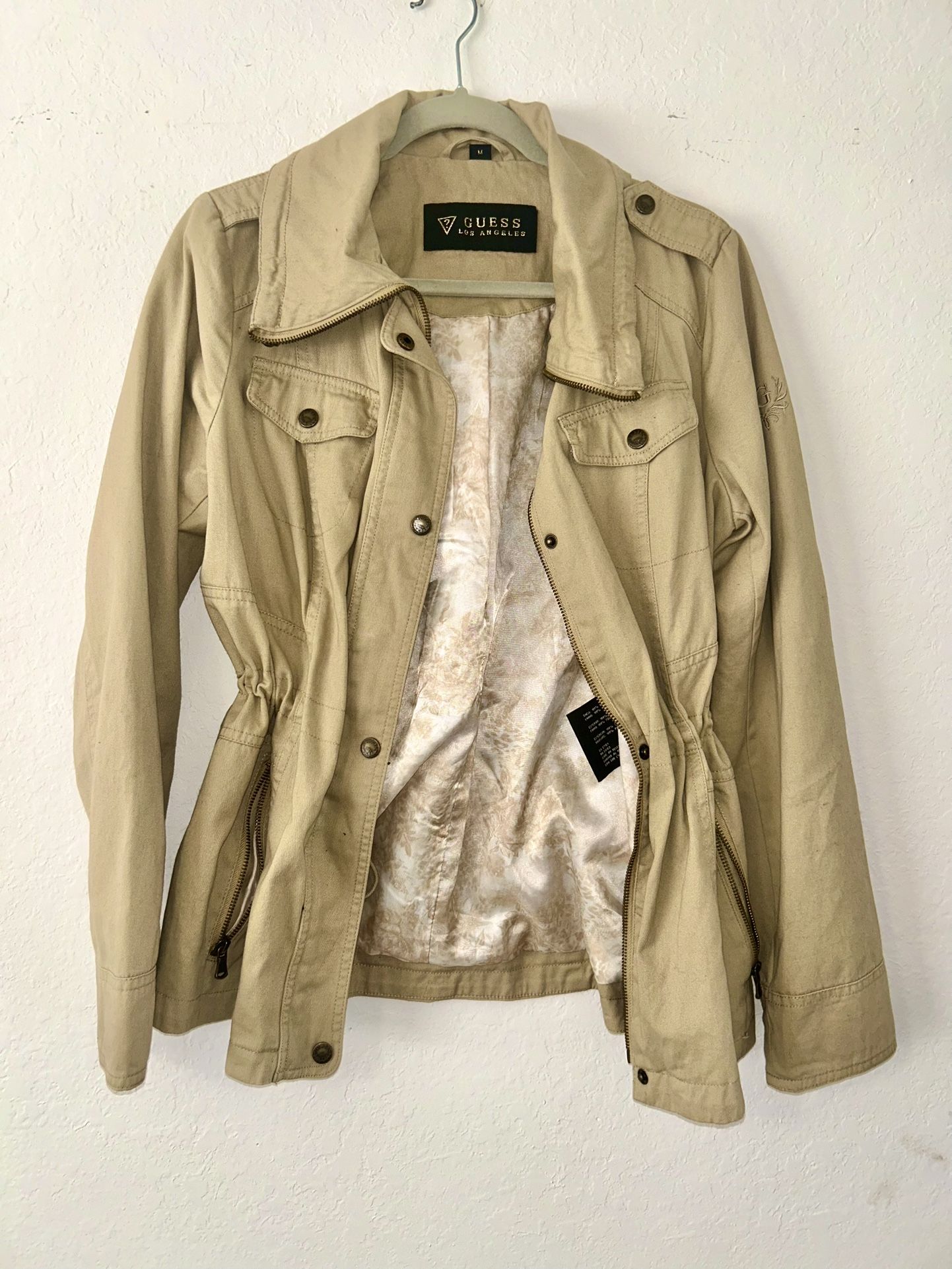 Guess women’s jacket beige with waist drawstring