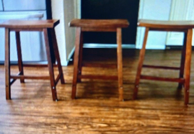 3 Wood Bar Stools