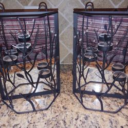 Mirrored Candle Sconce, Black-Metal-Wall Hanging (pair)       