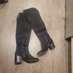Over The Knee Suede Black Boots