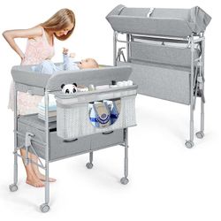 New In Box Baby Changing Table, Portable Changing Table with 2 Storage Baskets, Adjustable Height Waterproof Diaper Changing Station Pad Topper, Mobil